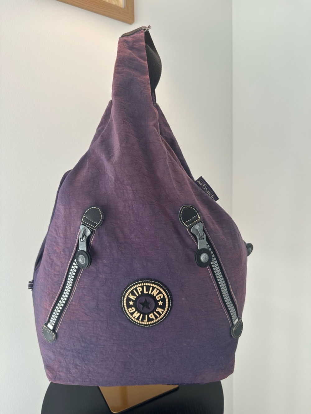 Vintage Kipling Plum Single-Strap Sling backpack Bag